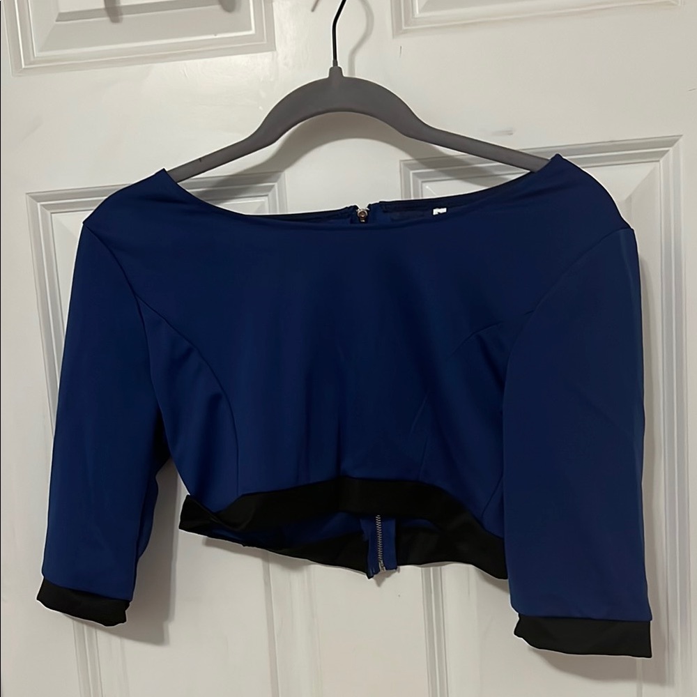 Royal blue crop top with zipper Women's Top
